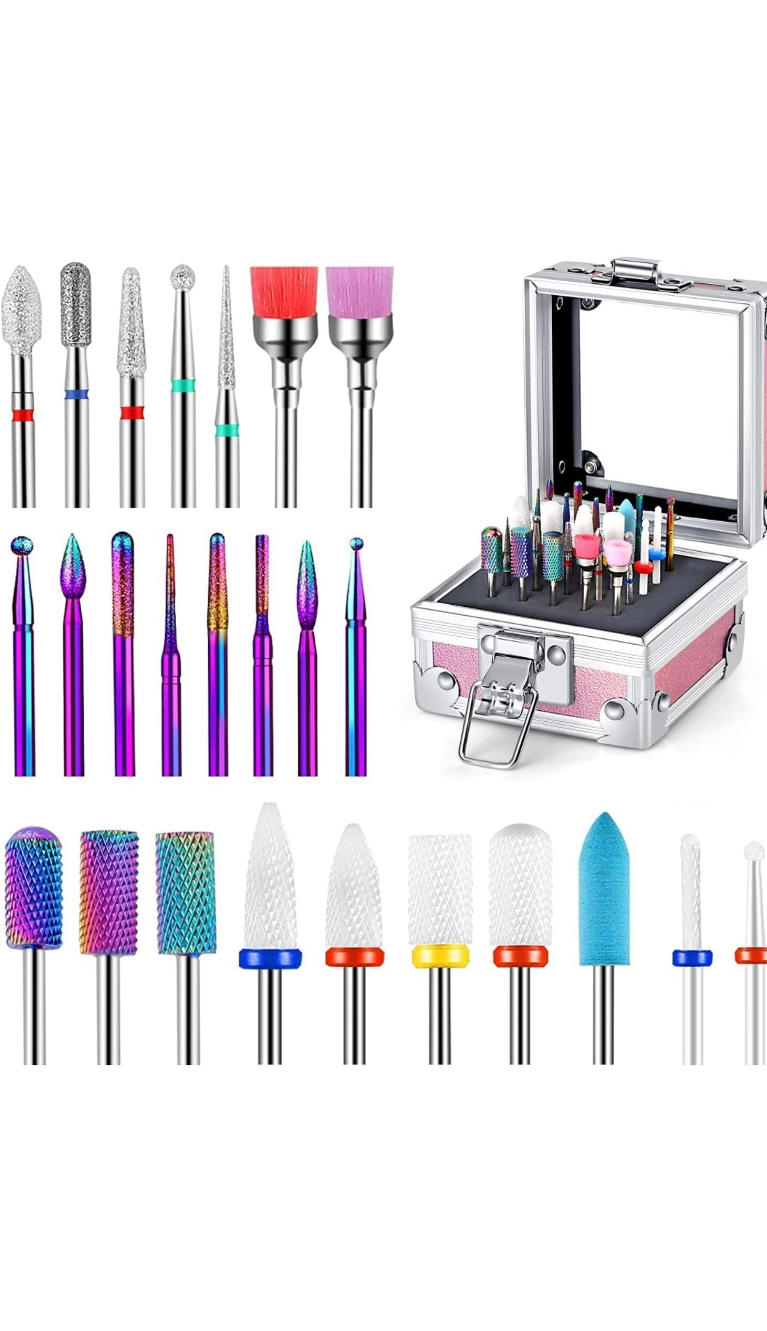 New 25 Nail Drill Bits Pink